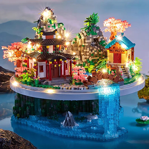 LHCX 816 Peach Garden Village Bridge Waterfall Island Light
