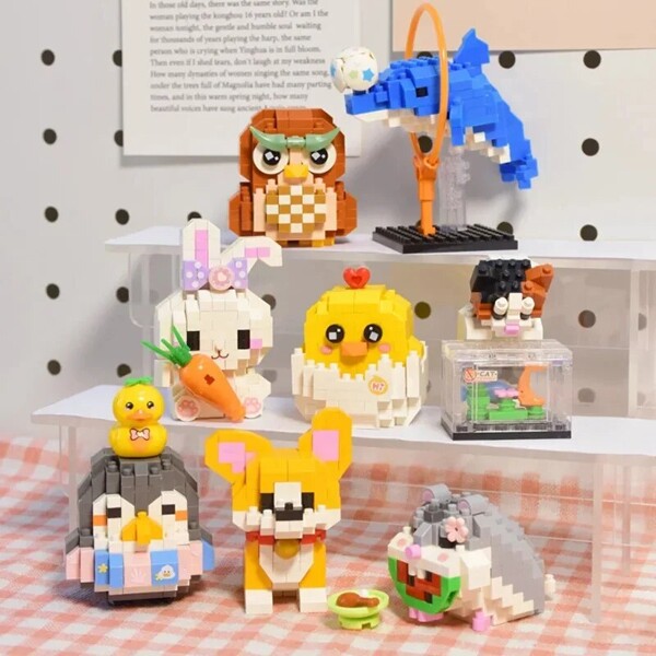 LOZ 8605-8612 Corgi Dog Hamster Dolphin Cat Penguin Rabbit Chicken Owl Bird