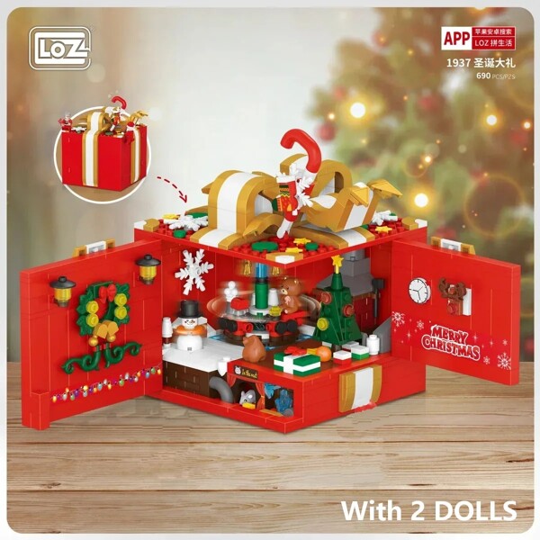 LOZ 1223- 1957 Christmas Gift Box Santa Claus Christmas Tree