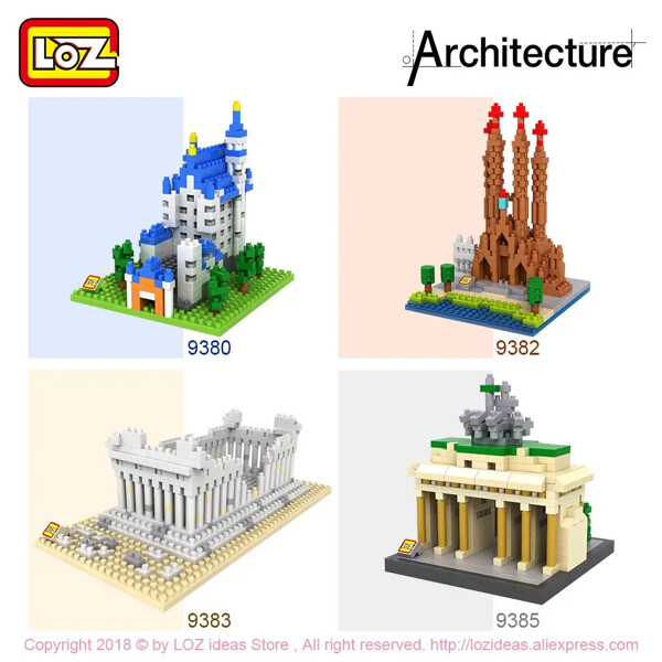 LOZ 9375-9385 Egyptian Pyramid Model Sphinx and Pyramid