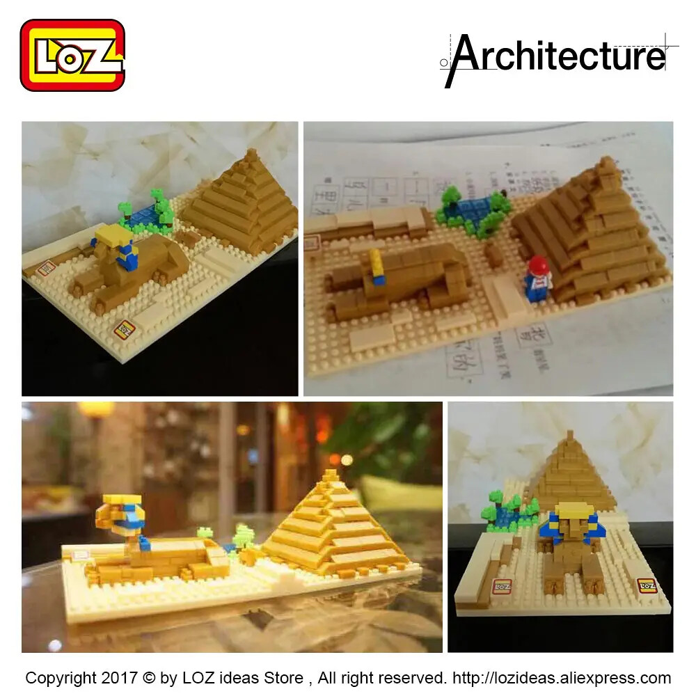 LOZ 9375-9385 Egyptian Pyramid Model Sphinx and Pyramid