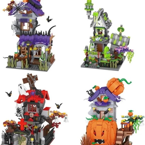 LOZ 1248-1251 Halloween Haunted Freak Pumpkin Witch House