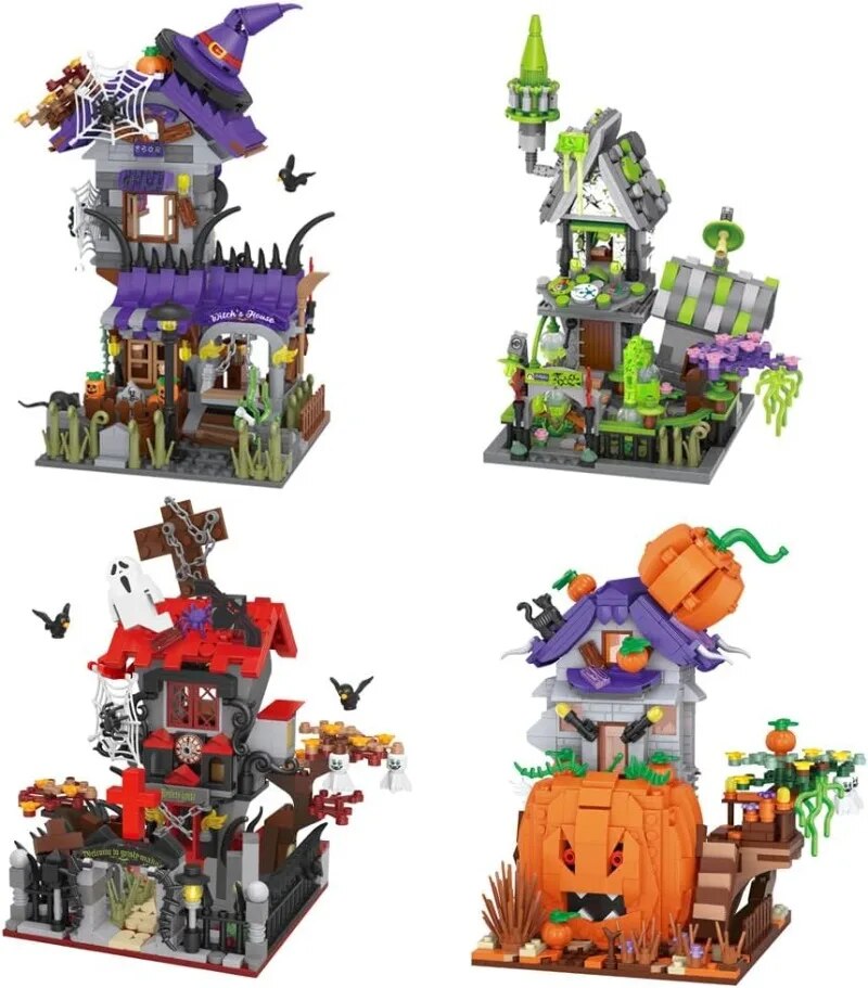 LOZ 1248-1251 Halloween Haunted Freak Pumpkin Witch House