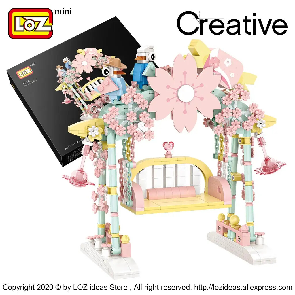 LOZ 1126 Pink Convertible Flower Swing