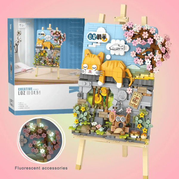 LOZ 1386 Cat Daily Lying Flat Three-dimensional Wooden Painting