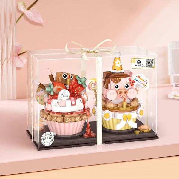 Loz 2090-2091 Mini Cupcake Strawberry Piglet Oreo Bear Cupcake