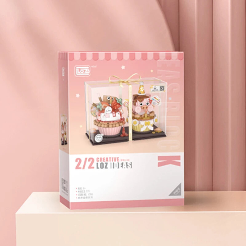 Loz 2090-2091 Mini Cupcake Strawberry Piglet Oreo Bear Cupcake