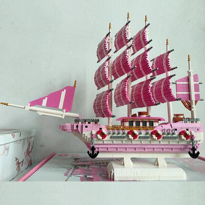 Moyu 97001 Pink Love Sailboat Pirate Ship Boat I Love U