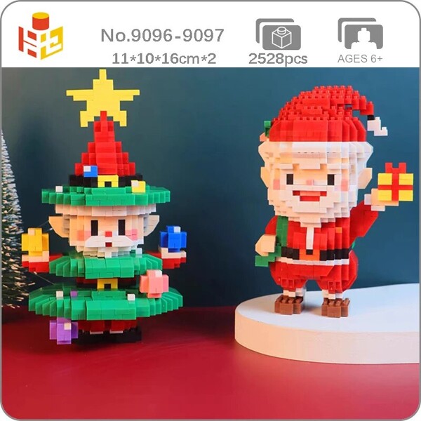 PN 9096-9097 Merry Christmas Day Santa Claus Hat Bag Star Tree