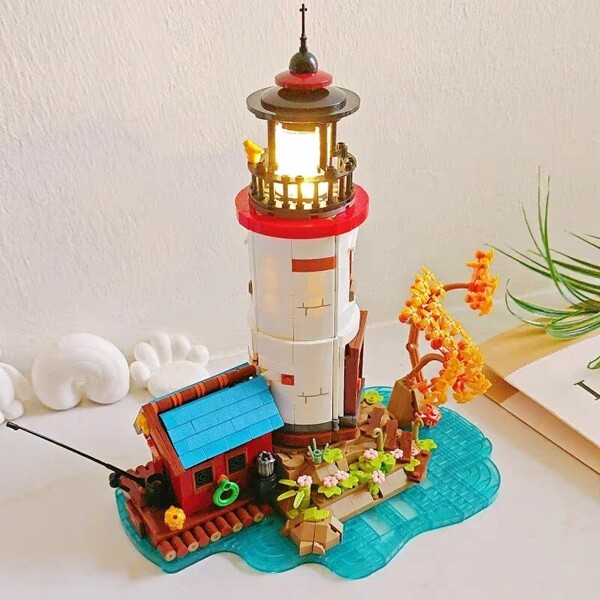 WLCX 6014 Coast Wharf Lighthouse Tower Cabin House Tree LED Light