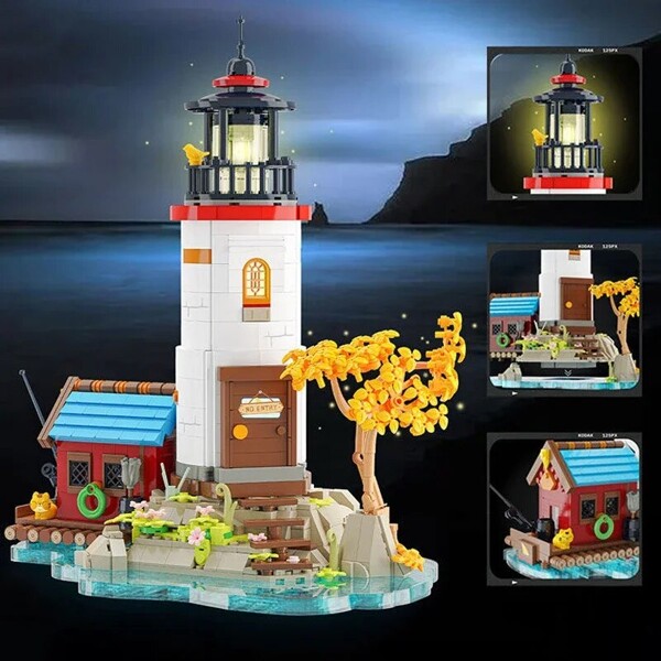 WLCX 6014 Coast Wharf Lighthouse Tower Cabin House Tree LED Light