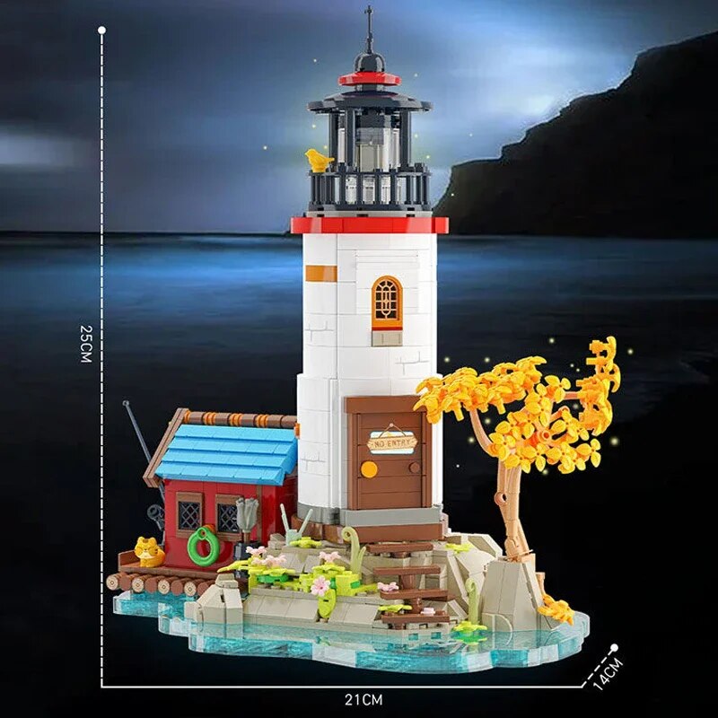 WLCX 6014 Coast Wharf Lighthouse Tower Cabin House Tree LED Light