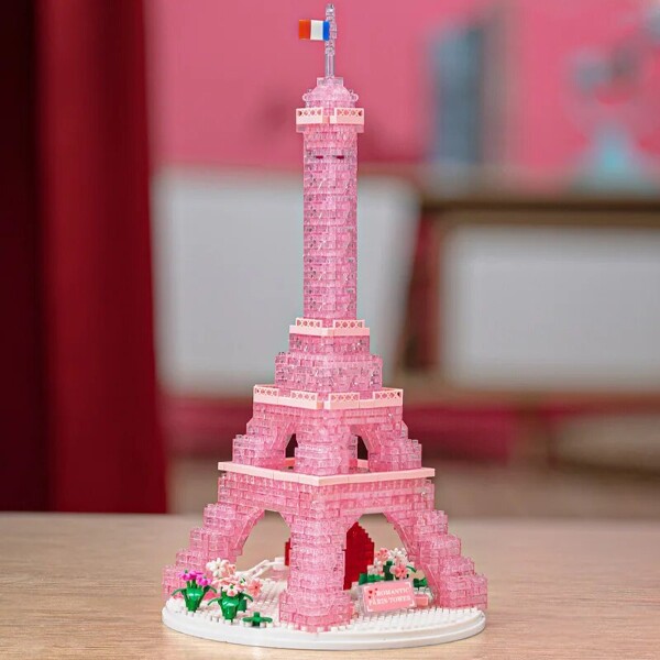 YKO 1025 Pink Crystal Romantic Eiffel Tower Heart LED Light