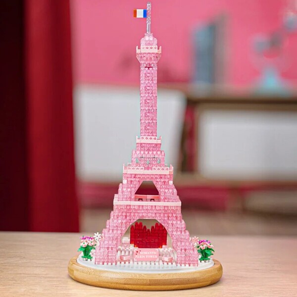 YKO 1025 Pink Crystal Romantic Eiffel Tower Heart LED Light