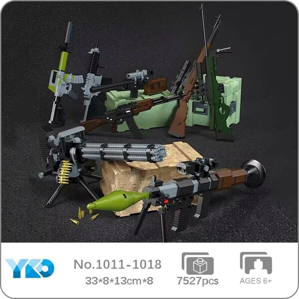 YKO 1011-1018 AK47 Assalut Rifle Sniper Gun Gatling Rocket Weapon