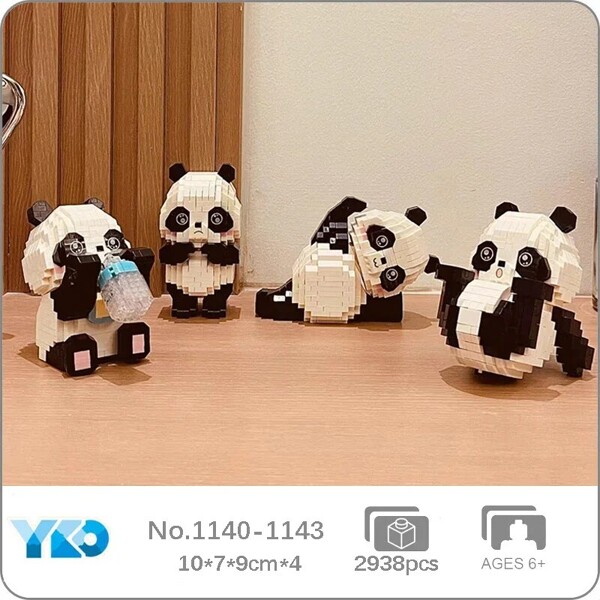 YKO 1140-1143 Zoo Panda Baby Cry Gymnastics Handstand Milk Feeder Pet
