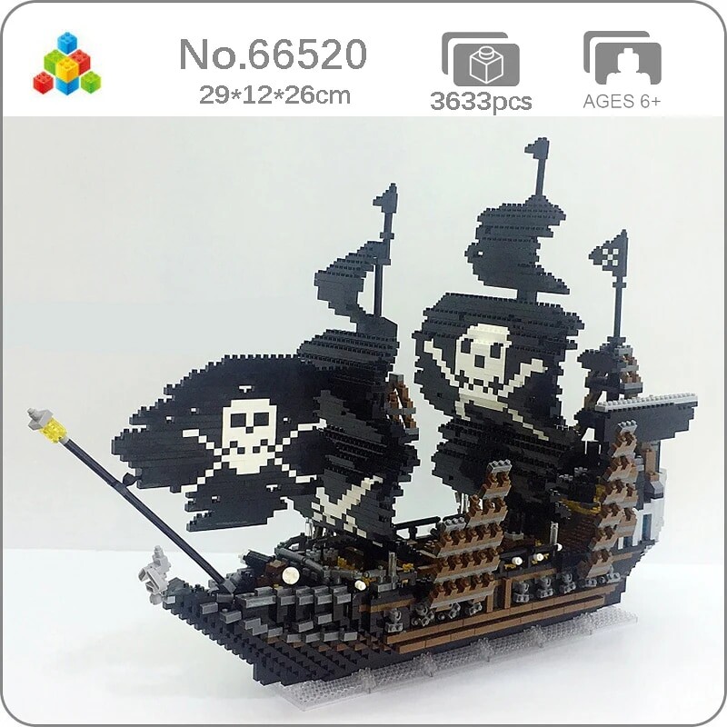 YZ 66520 Caribbean Pirate Black Pearl Ship Skull Flag Boat