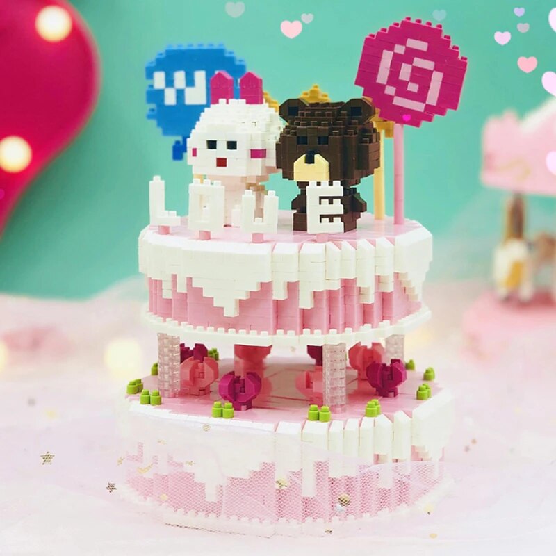 ZRK 9901 Happy Birthday Wedding Cake Sweet Candy Rabbit Bear Doll