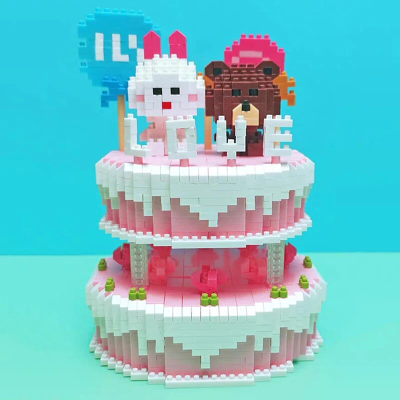 ZRK 9901 Happy Birthday Wedding Cake Sweet Candy Rabbit Bear Doll