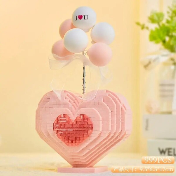 Yapin 6909 Pink Lighted Heart Decoration