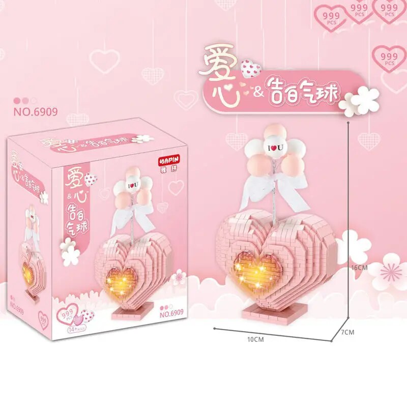 Yapin 6909 Pink Lighted Heart Decoration