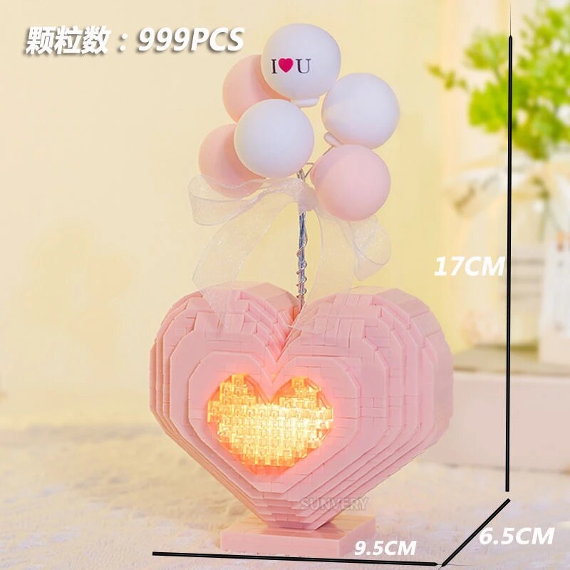 Yapin 6909 Pink Lighted Heart Decoration