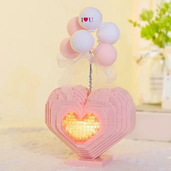 Yapin 6909 Pink Lighted Heart Decoration