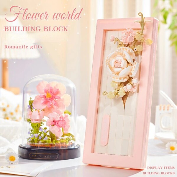BALODY 21223-21226 Handmade Puzzle Mother‘s Day Rose Wall Standing Mounted Decoration