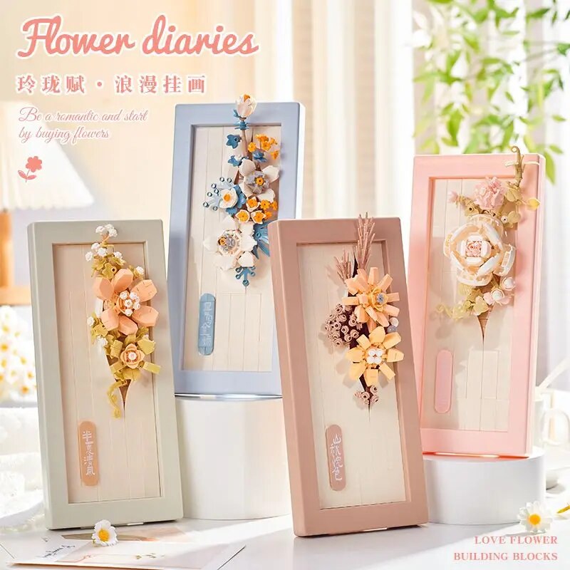 BALODY 21223-21226 Handmade Puzzle Mother‘s Day Rose Wall Standing Mounted Decoration