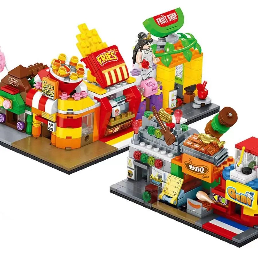 SEMBO 601002-601013 Fruit French Fries Popcorn Shop Candy House