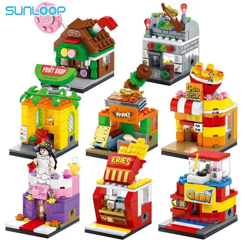 SEMBO 601002-601013 Fruit French Fries Popcorn Shop Candy House