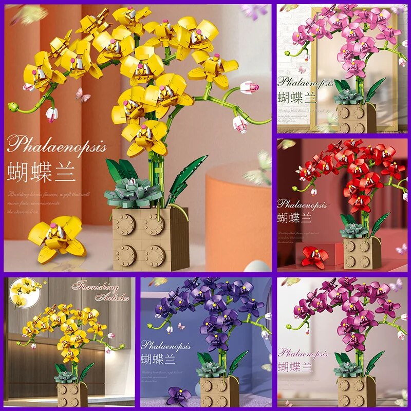 JIBONR 5010-2 5010-4 Phalaenopsis Orchid Bouquet Potted Immortal Flower