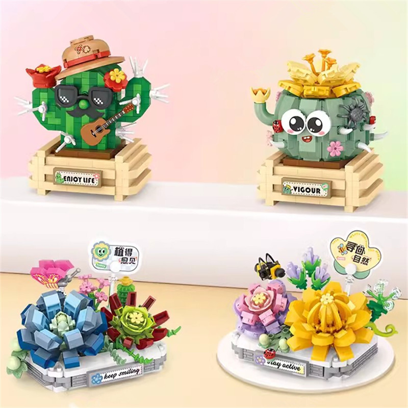 LOZ 8831-8838 Flowers Cactus Succulent Home Decoration
