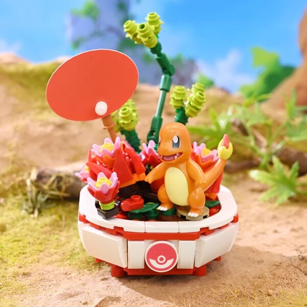Keeppley K20217-K20221 Pokemon Pikachu Charmander Squirtle Decoration Plant Potted Flower