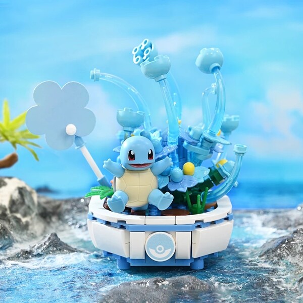 Keeppley K20217-K20221 Pokemon Pikachu Charmander Squirtle Decoration Plant Potted Flower