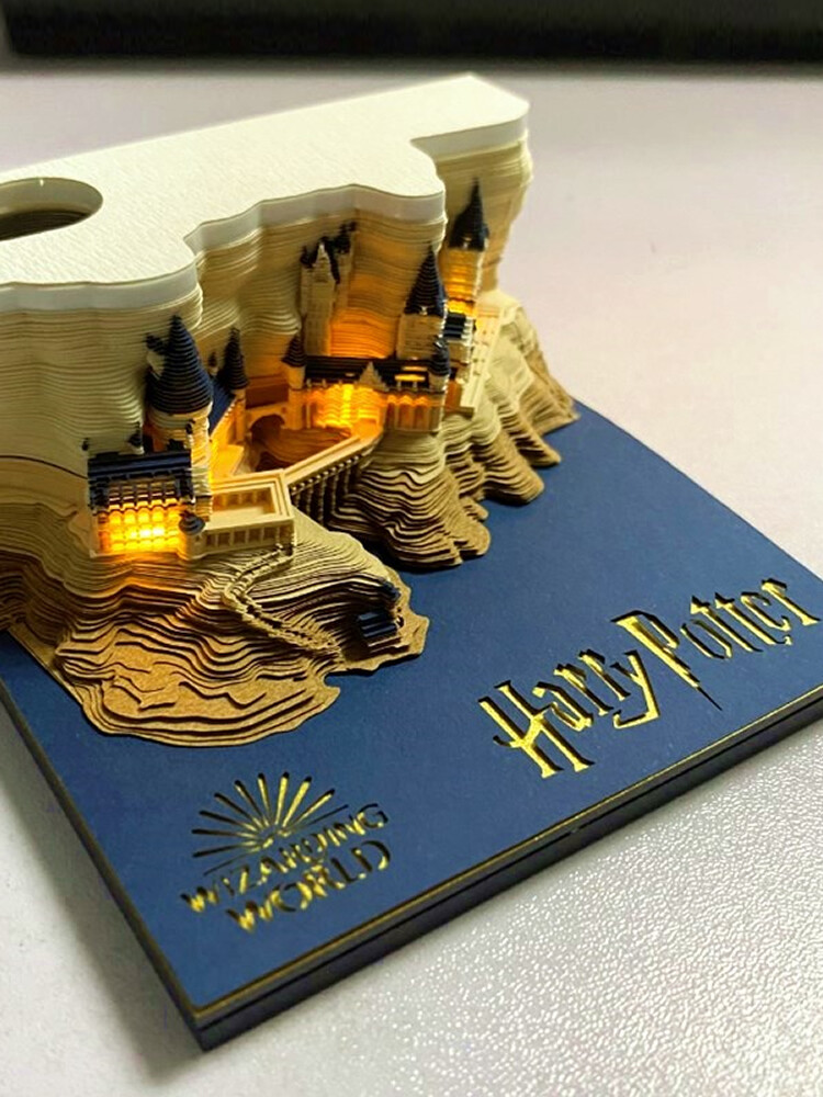 Harry Potter Hogwarts Castle Omoshiroi Block 3D Memo Pad with Pens Holder Harry Potter Art Harry Potter Valentine gift 3D Memo block