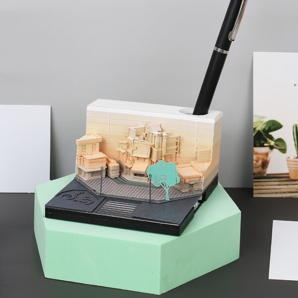 Modern City Corner Style Notepad Fashion Gifts Novelty Home Decor Post Its Note Laser Cutting Stick 2 - ®OMOSHIROI Block