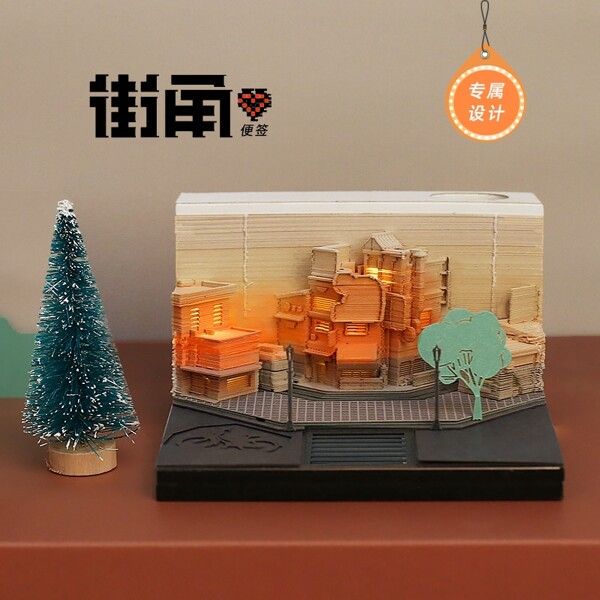 Modern City Corner Style Notepad Fashion Gifts Novelty Home Decor Post Its Note Laser Cutting Stick 4 - ®OMOSHIROI Block