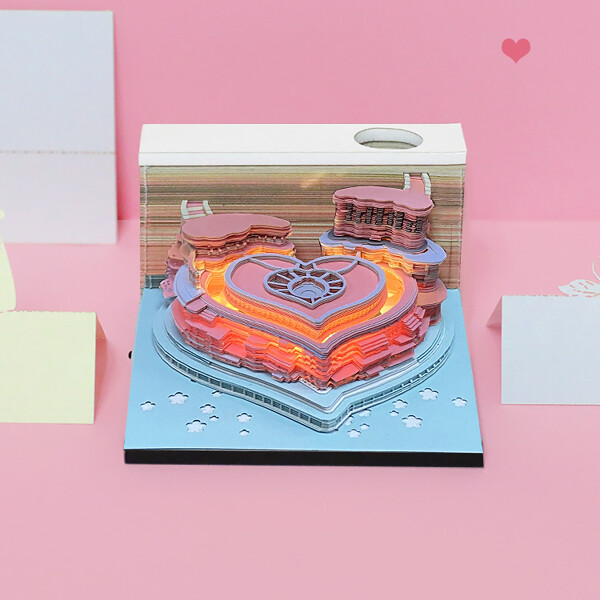 The Heart Shape Omoshiroi Block 3D Memo Pad