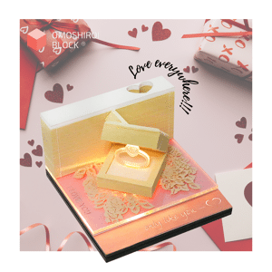 Proposal Box Engagement Ring Box Omoshiroi Block 3D Memo Pad Paper Model with Led Light Proposal Idea for Lover Personalize
