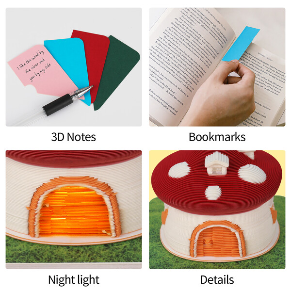 Omoshiroi Block 3D Memo Pad Paper Model with Led Light
