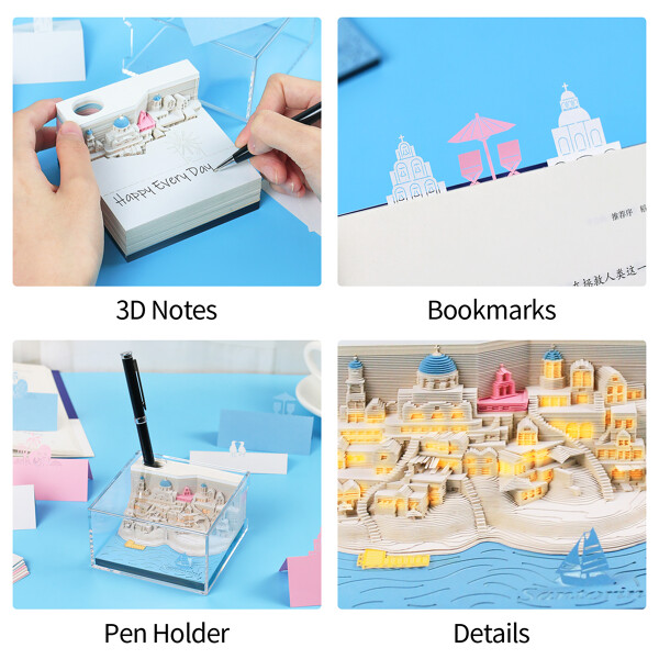 Santorini Omoshiroi Block 3D Memo Pad Paper Model