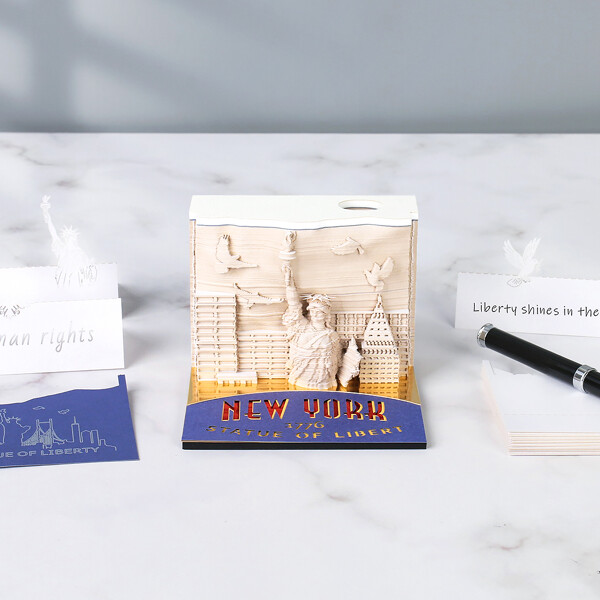 Statue of Liberty Omoshiroi Block 3D Memo Pad Paper Model