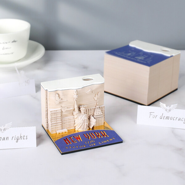 Statue of Liberty Omoshiroi Block 3D Memo Pad Paper Model
