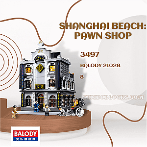 BALODY 21028 Modular Building Shanghai Beach: Pawn Shop