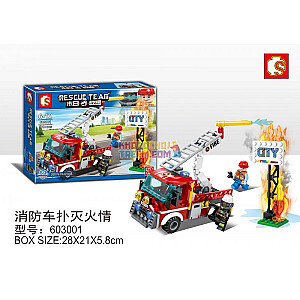 SEMBO 603001 Doomsday Rescue: Fire Truck Extinguishes The Fire Technic