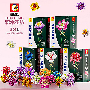 SEMBO 601236-A-C Building Block Flower Shop: 3 Types of Chrysanthemums Creator
