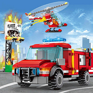 SEMBO 603035 Fire Front Line: Fire-Fighting Helicopter Loading Truck Technic