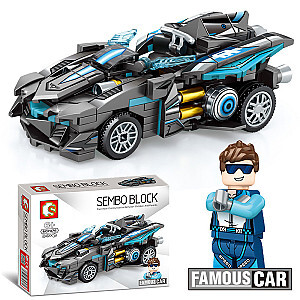 SEMBO 607073-607076 4 Models of Famous Cars Technic