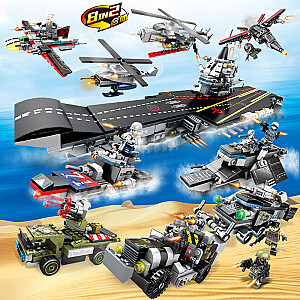 SEMBO 12114-12121 Angry Sea Team: Super Aircraft Carrier 8IN2 Military